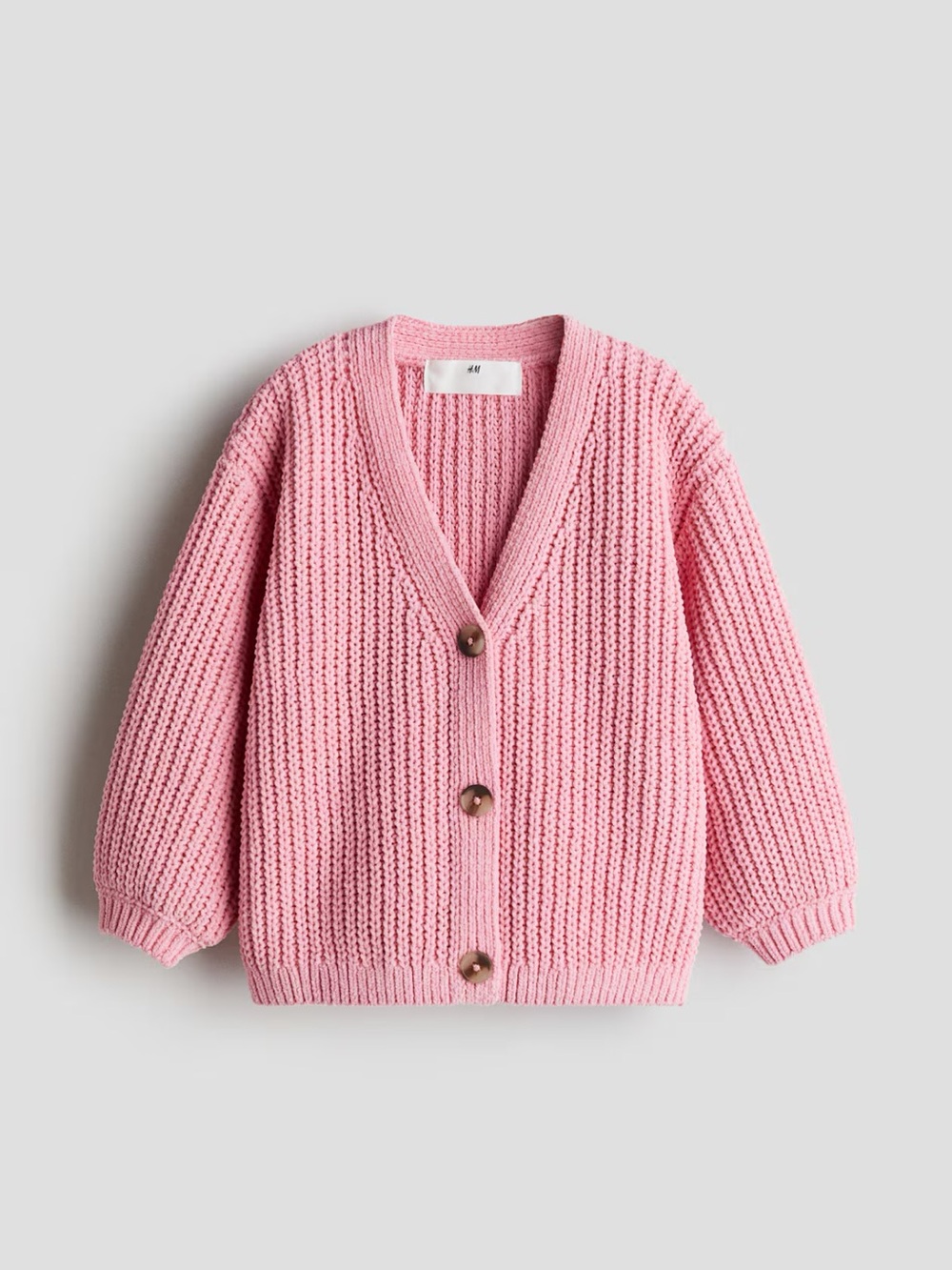 H&M Pastel Pink Chenille Knit Button Cardigan